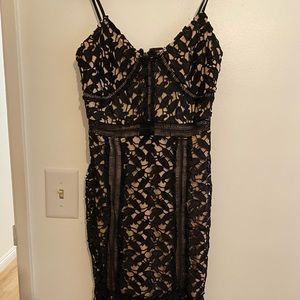 Charlotte Russe black lace dress with nude lining